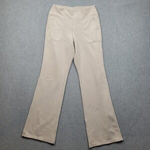 Calvin Klein Performance Pants Womens Large Wicking Beige Waffle Knit Flare Leg